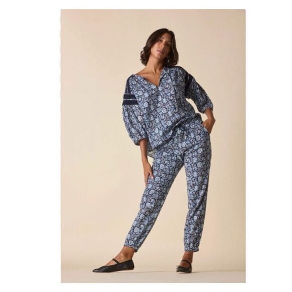 St. Roche Yucca Pants Navy Blue Floral NWT Size XS - Picture 1 of 5
